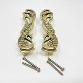 Solid Brass Antique Pair Peacock Long Handles for Cabinets, Doors, & Furniture with a Timeless Appeal